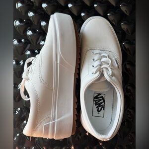 Vans Low Top White Leather Platform Sneakers